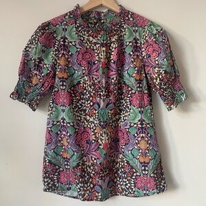J Crew Liberty Fabric Puff Sleeve Blouse